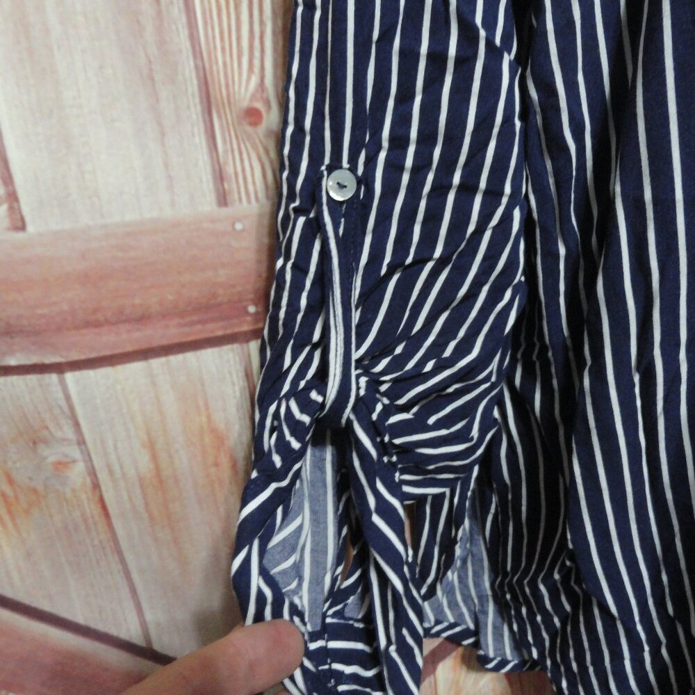 Grand & Greene stripped blouse button up, roll up sleeves, 2 XL gently worn - Picture 5 of 8